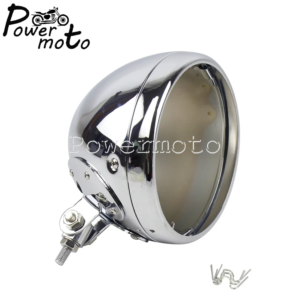 Chrome Universal 7 inch Bottom Mount Headlight Housing Shell For Harley Sportster Dyna Custom Headlamp Light Bulb Bucket Cover