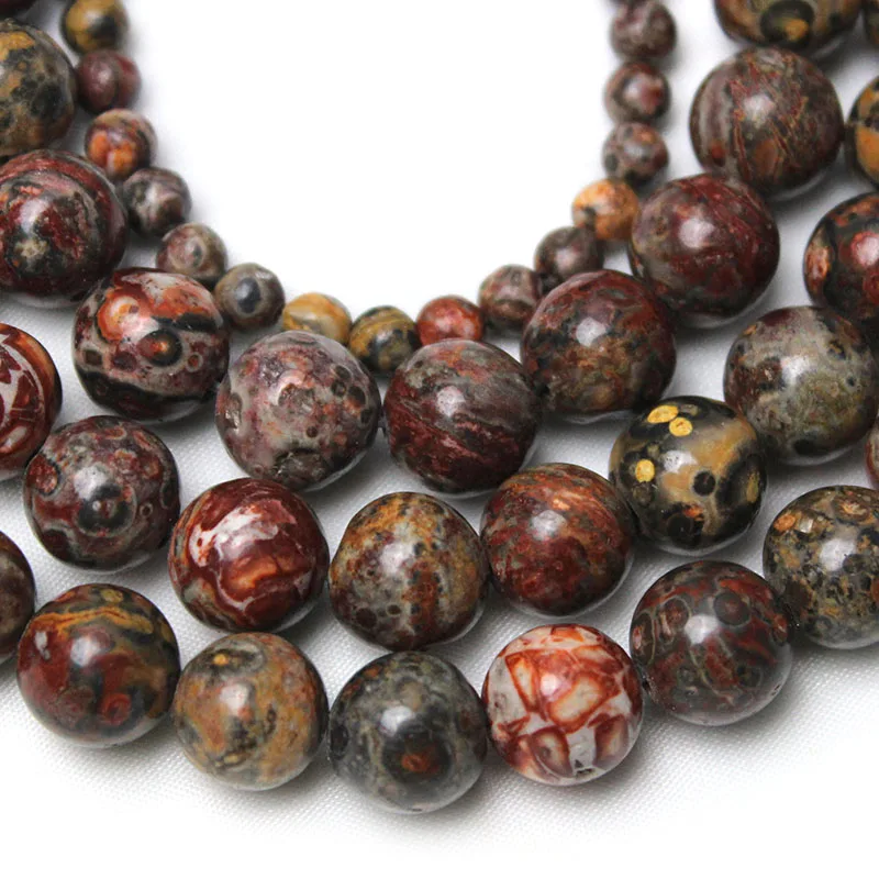 Natural Stone Leopardskin Jasper Round Loose Beads 15\