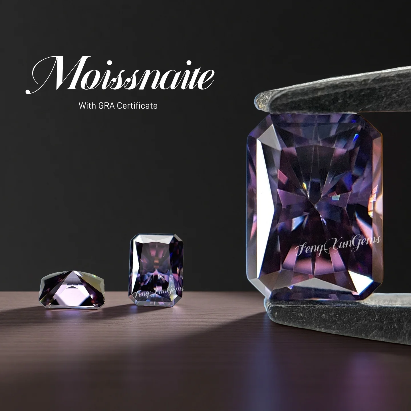 

0.4~5ct Radiant Shape Loose Moissanite Stones Royal Purple Lab Grown Diamonds Brilliant Cut With GRA Certificate For jewelry