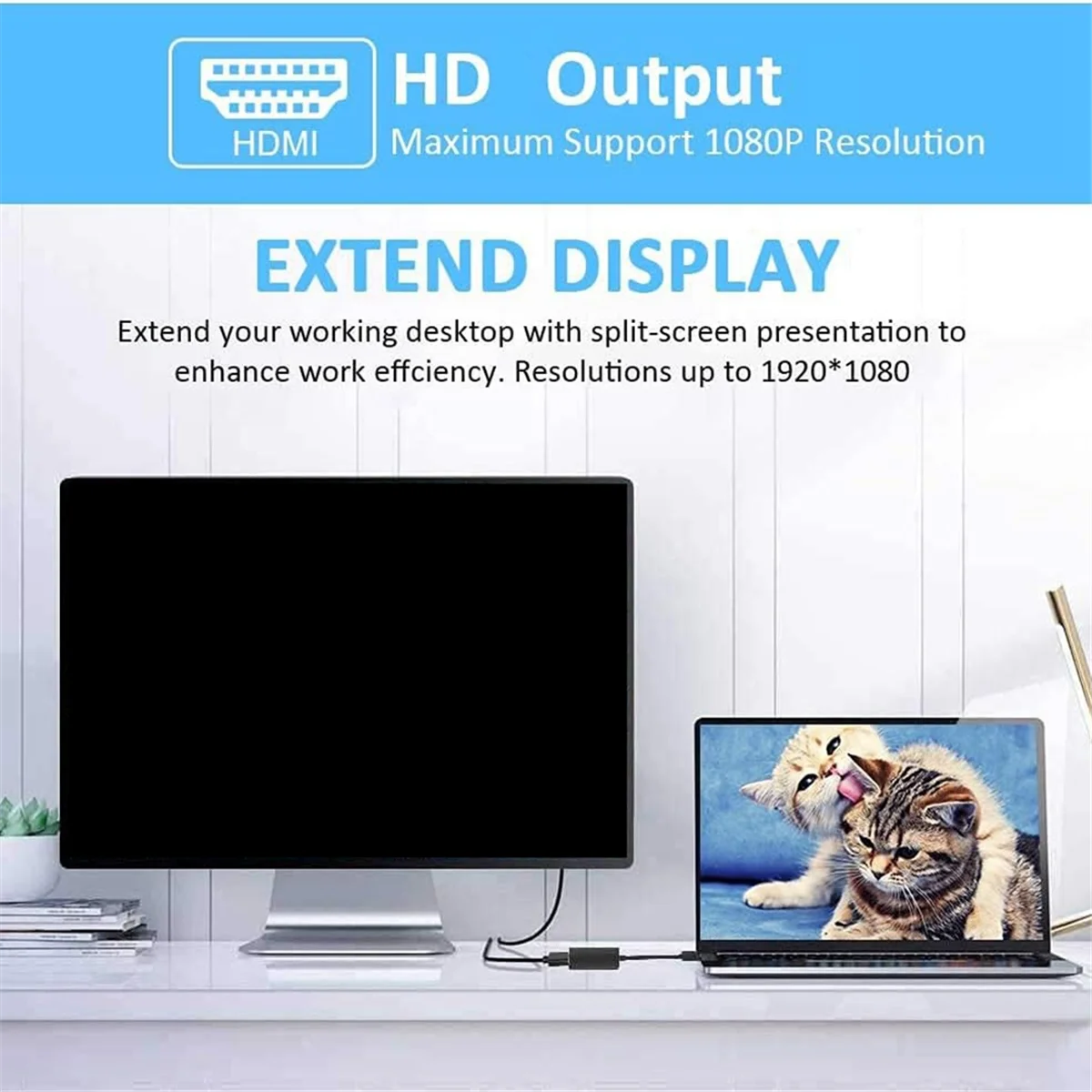 USB to HDMI-Compatible Adapter, USB 3.0/2.0 to HDMI-Compatible Adapter 1080P HD Multi-Display Video Audio Graphics