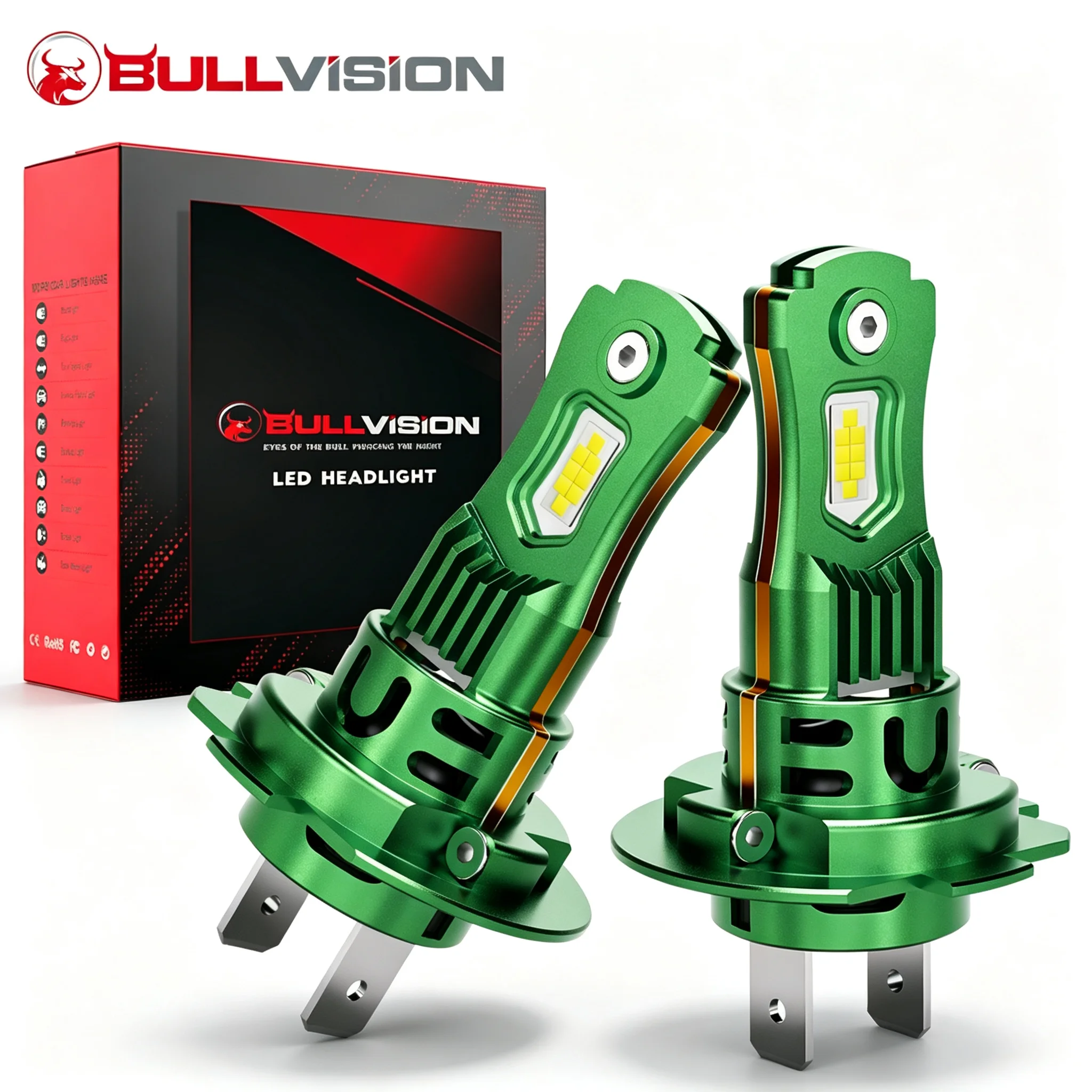 Bullvision H4 H8 H9 H7 H11 H1 9005 HB3 9006 HB4 7535 CSP 2PCS 12V CANBUS Lights STG Hi/Lo Beam Headlight PTF Ice Bulb Auto Fog