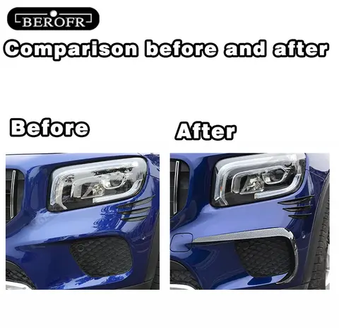 메르세데스-벤츠 GLB 용 앞 범퍼 커버 윈드 나이프 앞 범퍼 윈드 나이프 블레이드 트림 ABS 자동차 수정 블랙 2020