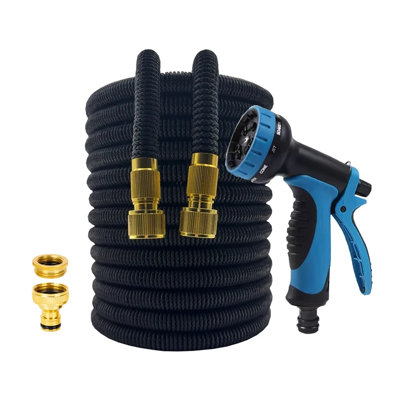 

Gardening Irrigation Tools Expandable Magic Hose Flexible Black Garden Hose High-Pressure Car Wash Clean Nozzle 25FT-100FT