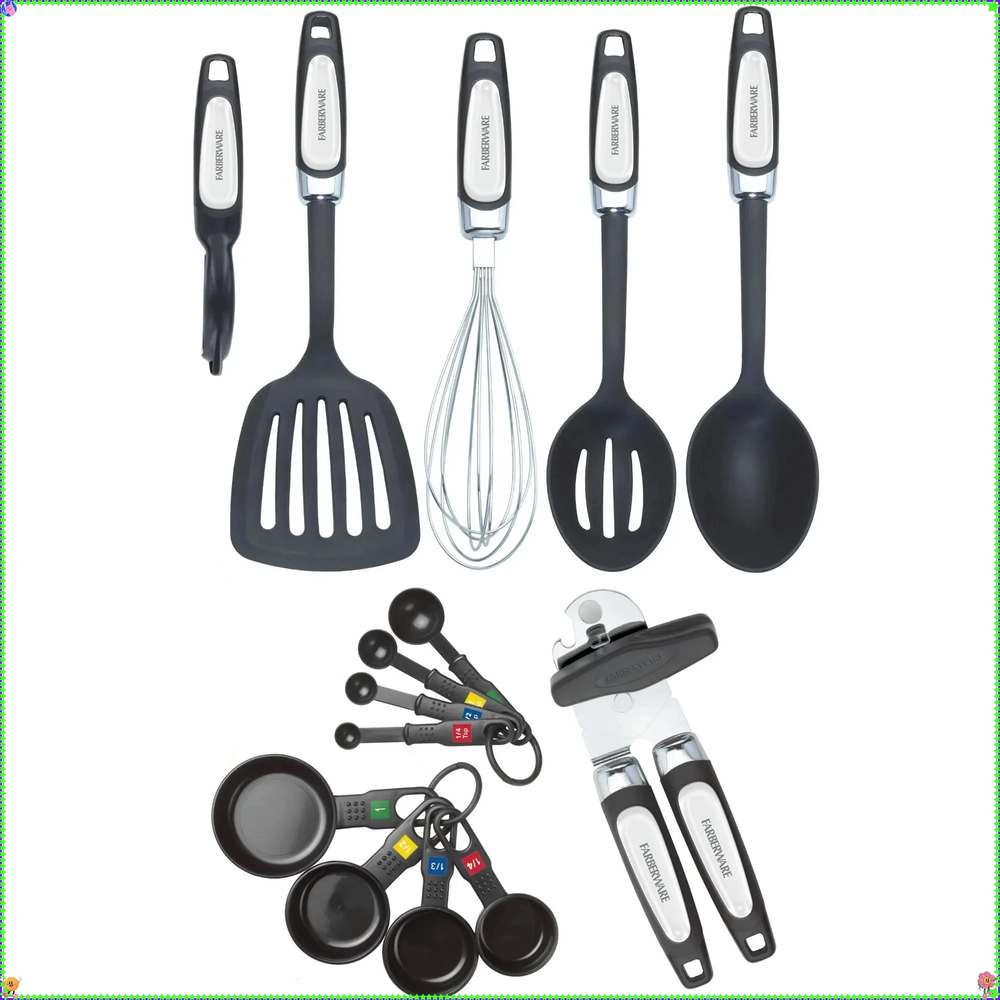

14-Piece Black Kitchen Utensil Sets, Non-Slip Professional Tools for Cooking & Baking, Dishwasher Safe