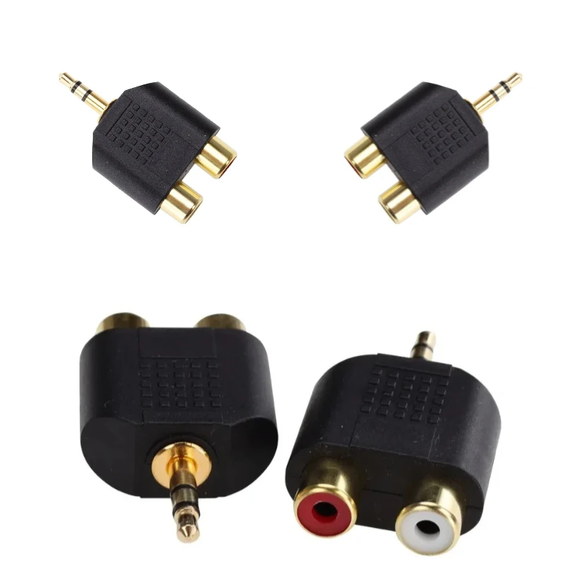 

100pcs 3.5mm Stereo Male to 2RCA Female Audio Adapter RCA Splitter Connector for TV Speaker Headphone