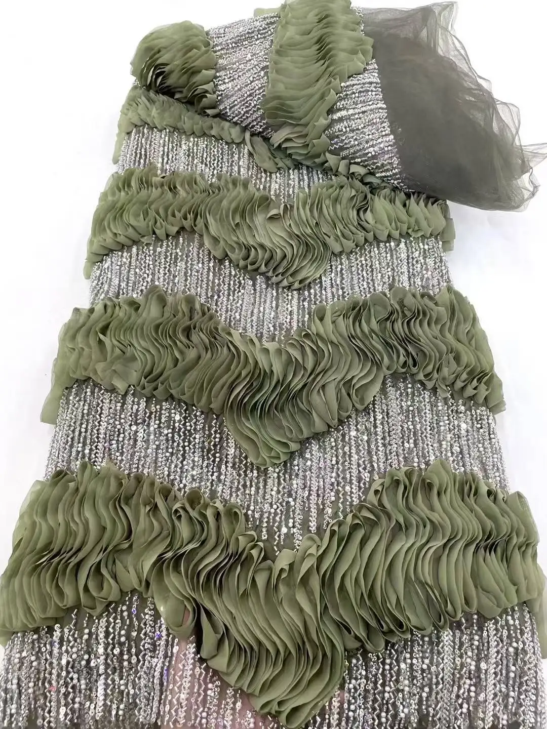 Роскошная новая свадебная кружевная ткань с вышивкой, элегантная французская сетчатая кружевная ткань с бисером, нигерийская кружевная ткань с блестками для платья 2025