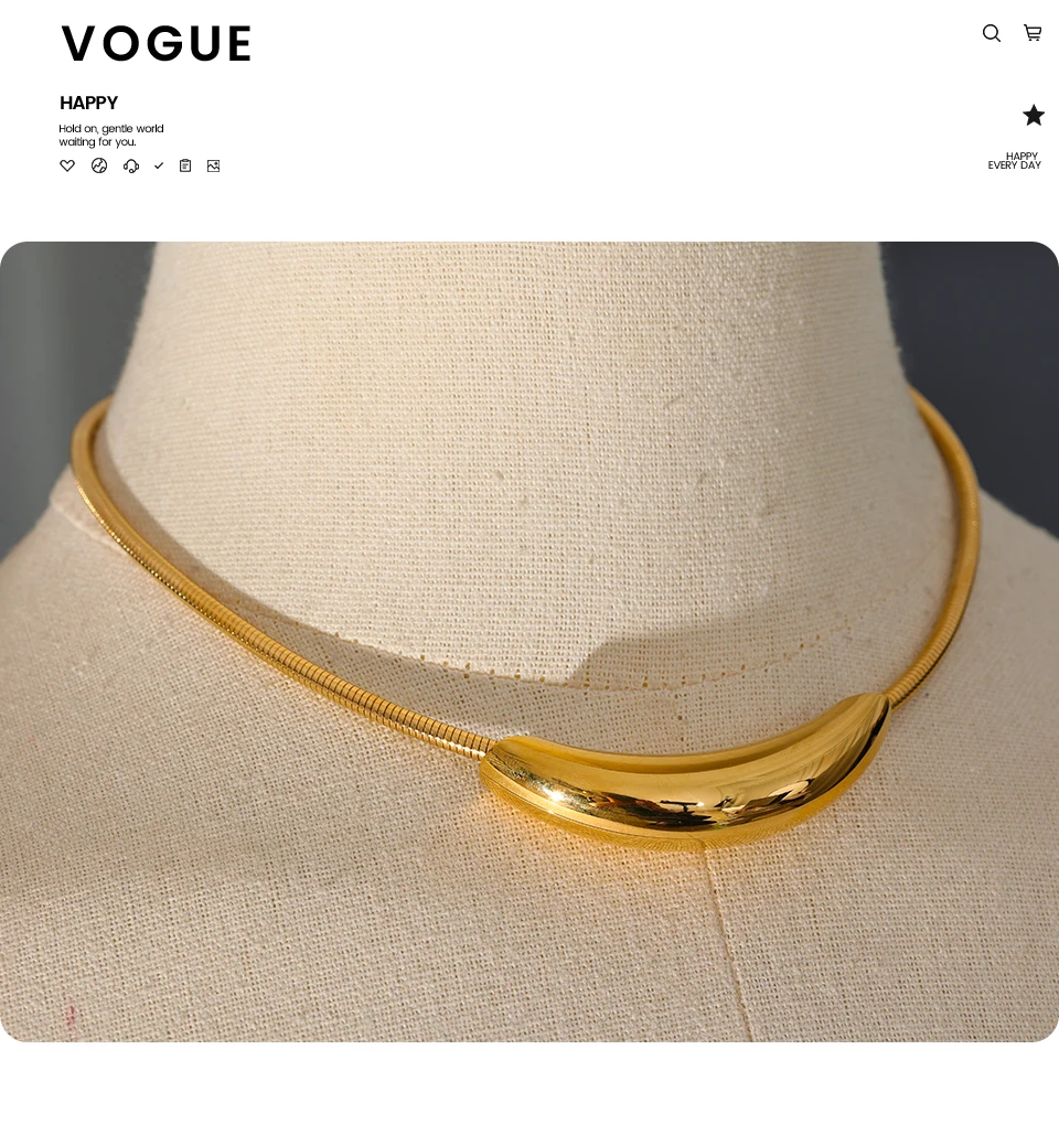 Yhpup Wasserdichter Edelstahl Beliebte Halsband Licht Halskette Damen Statement Metall 18K vergoldet Trendiger Modeschmuck – Detail 11