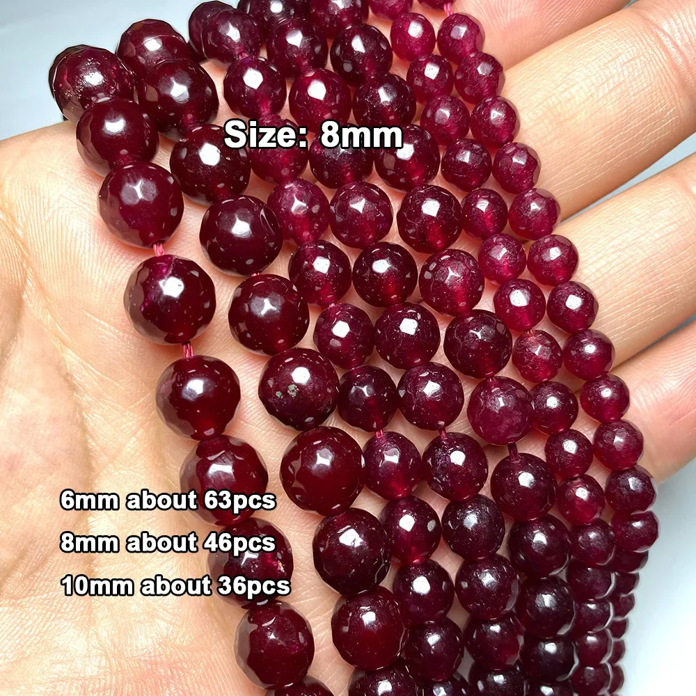 Natural Stone Ruby Red Emerald Green Chalcedony Coral Round Flower Oval Faceted Spacer Bead For Jewelry Making DIY Bracelet