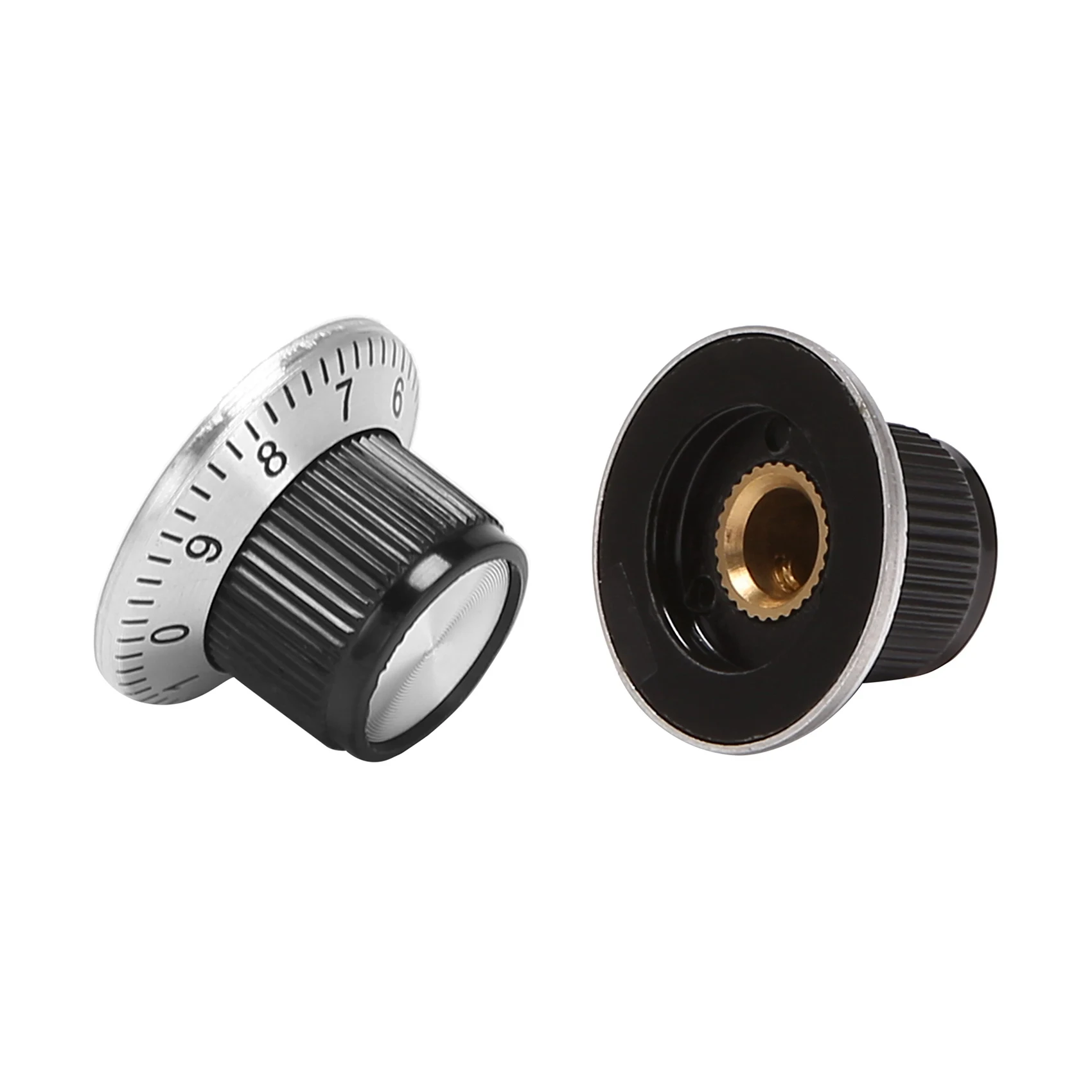 AFOURT-12 X Potentiometer Pot Metal Knob With 0-9 Turntable For 6Mm Shaft Knob