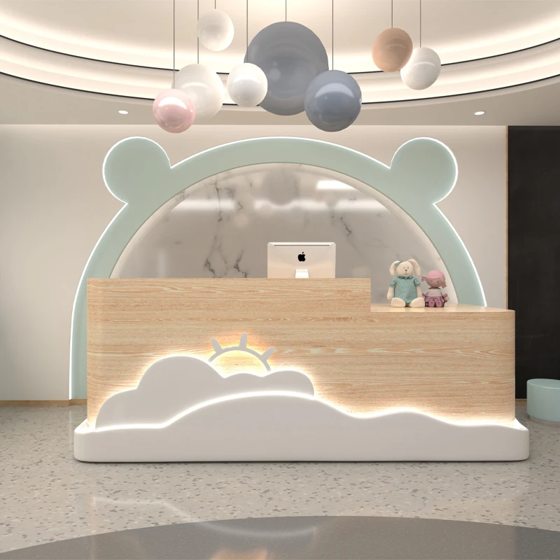 

Help Front Reception Counter Checkout Reception Desks Modern Office Seating Kindergarten Children Mostrador De Tienda Furniture