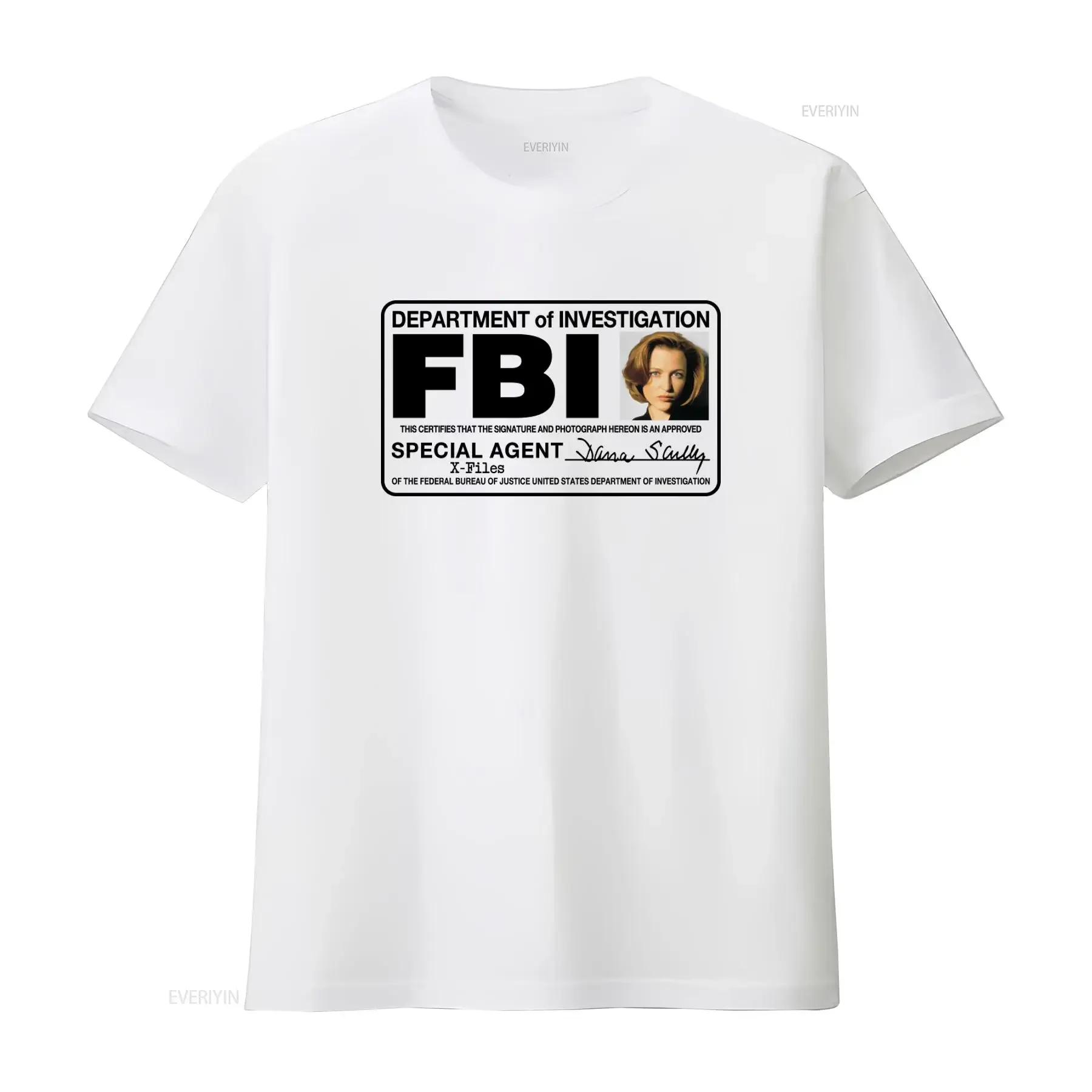 X Files FBI Special Agent Dana Scully Mens T Shirt with Id Badge Design Inspired by Gillian Anderson vintage Washed Soft