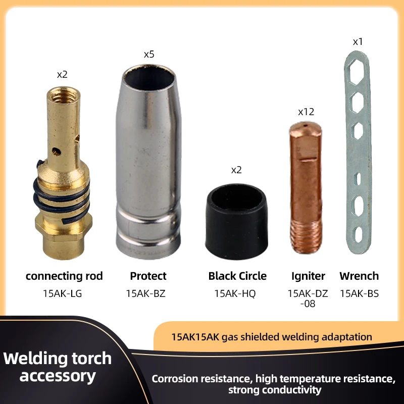 

Flexible Mig welded neck, 360-degree flexible expander,030 "0.8mm M6 nozzle holder diffuser and guard and torch neck for MB15