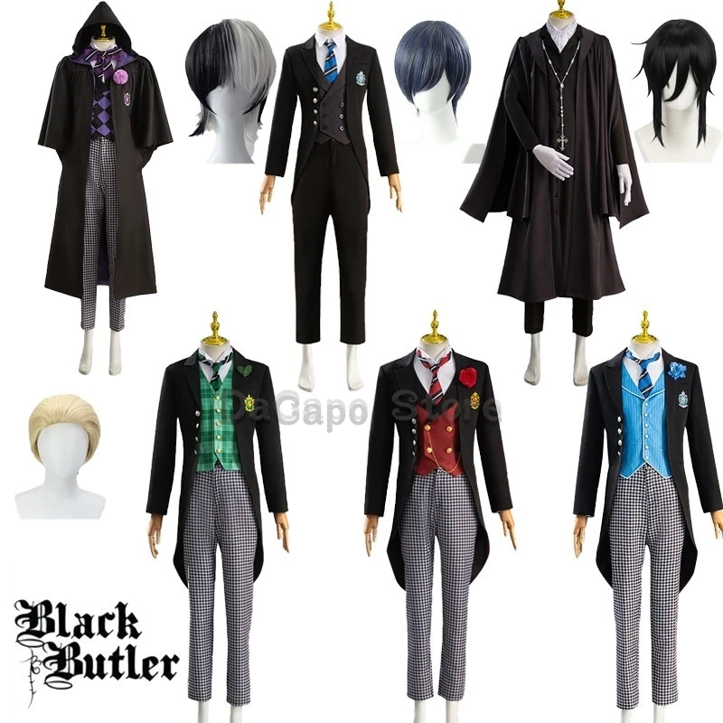 Kuroshitsuji Black Butler Public School Arc Ciel Sebas Sebastian Michaelis Cosplay Uniform Edgar Lawrence Herman Gregory Suit