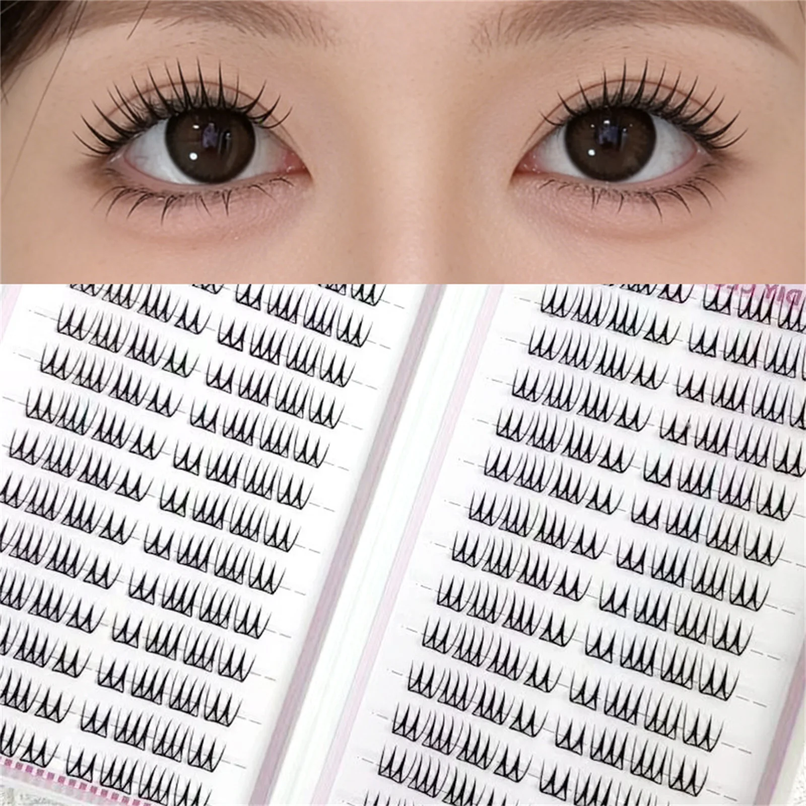 Self Adhesive False Eyelashes 9-13mm Mixed Length C Curl Eyelash Books Segmented Korean Style Glue Free Lashes Kit For Daily