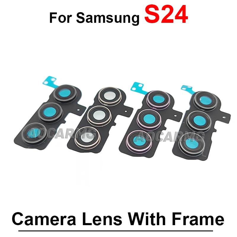 For Samsung Galaxy S24 Plus Ultra S24+ S24U Rear Back Camera Lens With Frame Replacement Parts