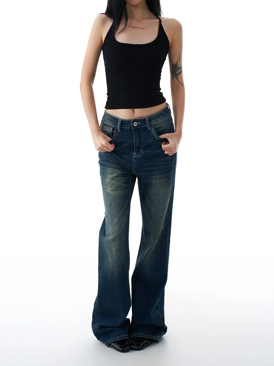 

Джинсы-колокольчики в американском стиле ретро, женские утягивающие узкие брюки, не леггинсы, популярные брюки-копыта для девочек, осеннее новое поступление