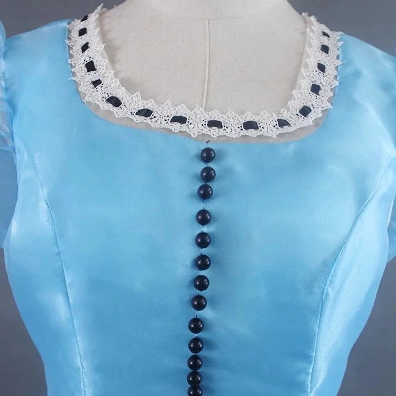 Sky Blue Lace Cosplay Dress Alice Costume Carnival Halloween Mad Hatter Queen Cosplay Party Gown