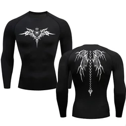 Y2K Compression Shirt Men's Fitness Gym Skeleton Sport Running T-Shirt Rashgard Tops Tee Quick Dry Long Sleeve T-Shirt For Men