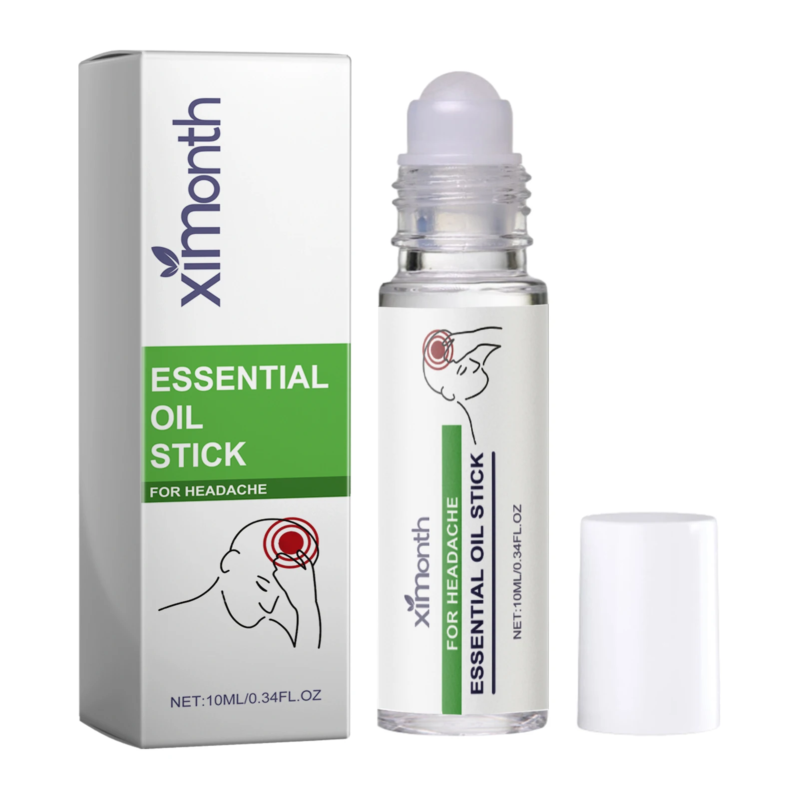 Headache Relief Essential Oil Roll on for Tension Dizziness Stress Pain Soothing Lavender Refreshing Calming Migraine Relief Oil