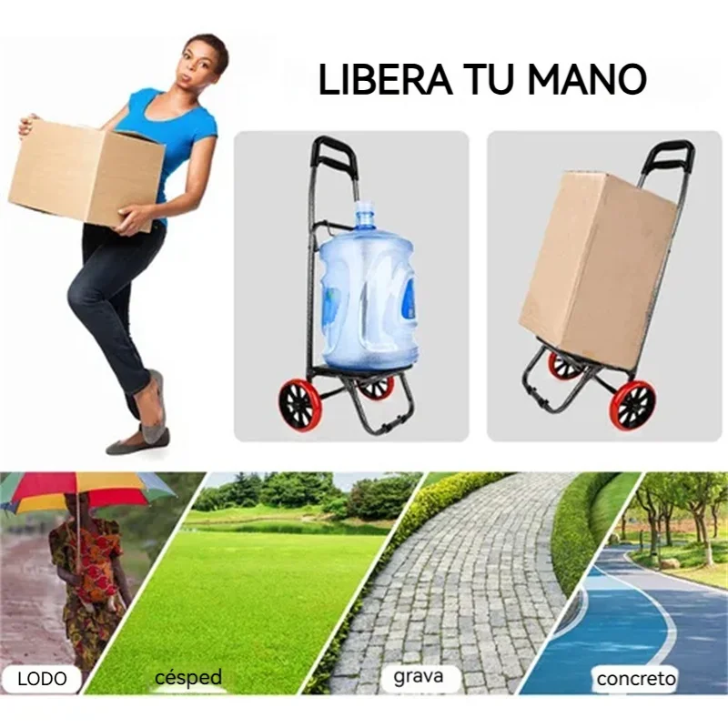 Carrito portátil multifuncional, carrito de compras ligero para compras (mercancías), carrito plegable para subir escaleras