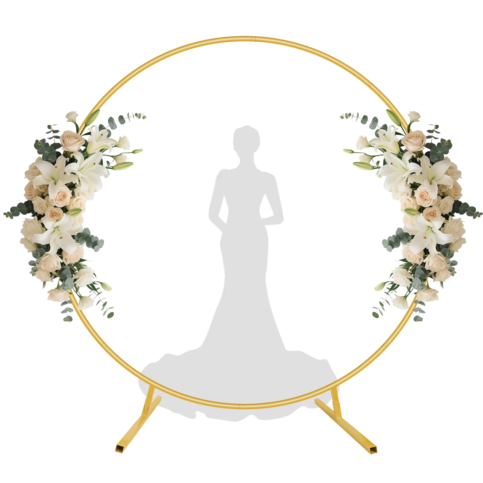 Support de toile de fond rond doré de 2,2 m, arche de mariage en métal, support de ballons circulaire, démontable et réutilisable, polyvalent pour mariage, fête d'anniversaire, baby shower, événements professionnels, célébrations, décoration de Noël