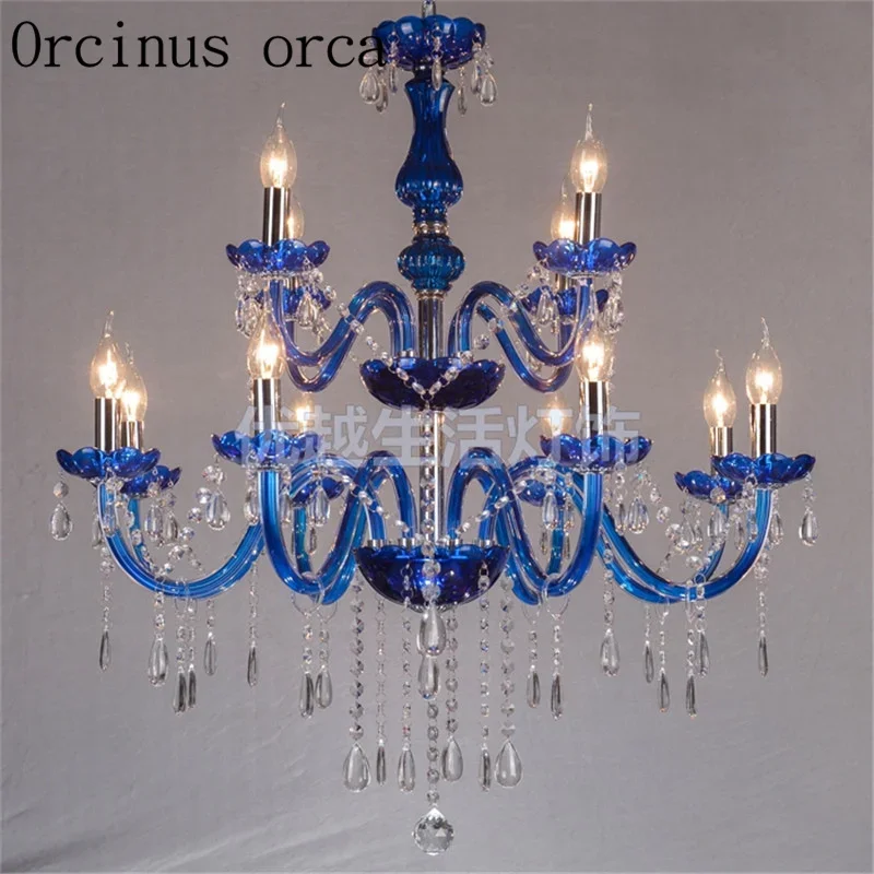 French Blue candles crystal chandeliers hotels clubs living rooms dining rooms glass chandeliers free shipping image 5