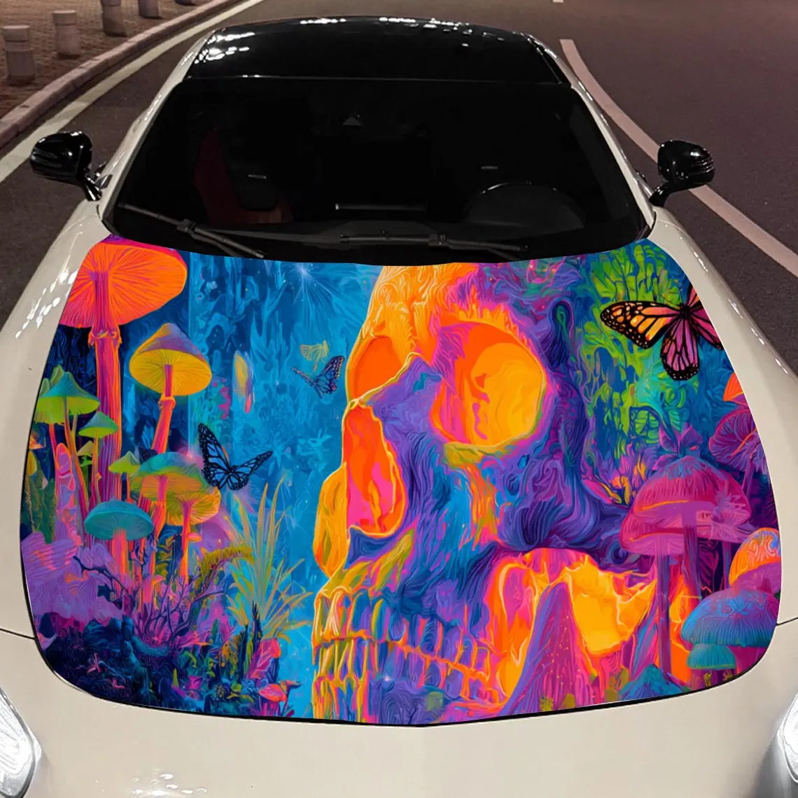 Intense Neon Abstract Car Hood Stickers - Self-Adhesive, Waterproof and Durable Vinyl Wrap, Decorate And Protect Your Car, Fit F