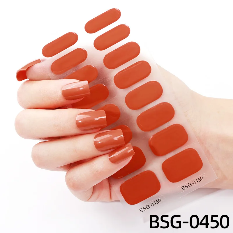 16 Streifen reine Farbe halb härtende Nagel aufkleber UV-Gel Nagel pflaster Phototherapie langlebige Abziehbilder Nail Art Dekorationen