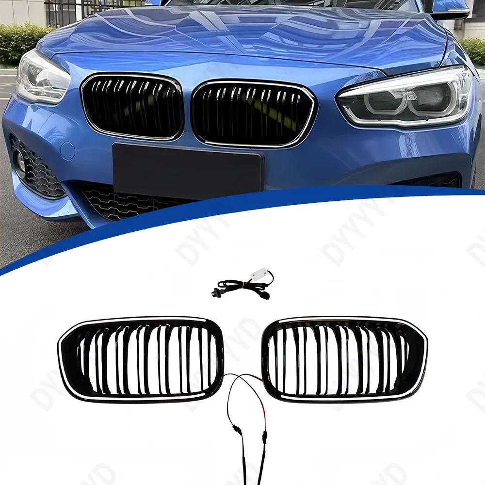 

For BMW 1 Series F20 F21 118i 120i M140i 118d 120d 125d LED Luminous Racing Grills Car Front Radiator Racing Grill Dual Line