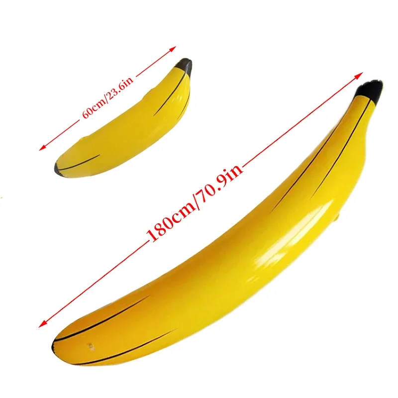 Plátano inflable de 60cm/180cm, accesorios de fruta de plátano falso, juguetes inflables, juegos de despedida de soltera, anillo de lanzamiento, 1 ud.