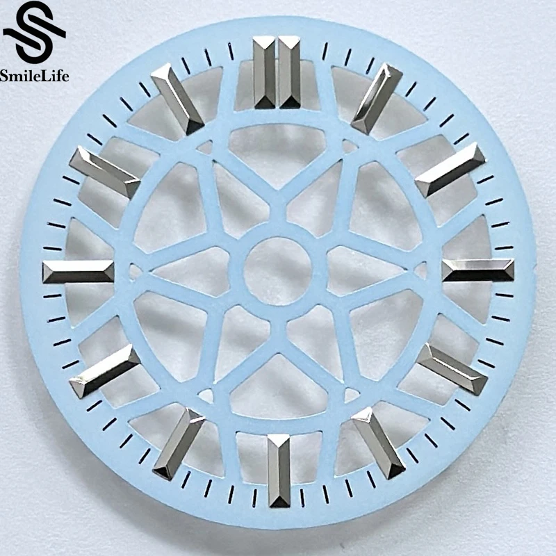 SmileLife الأخضر مضيئة 28.5 مللي متر ساعة جوفاء الهاتفي استبدال لحركة NH35/NH36/NH70 تعديل أجزاء الساعات اكسسوارات