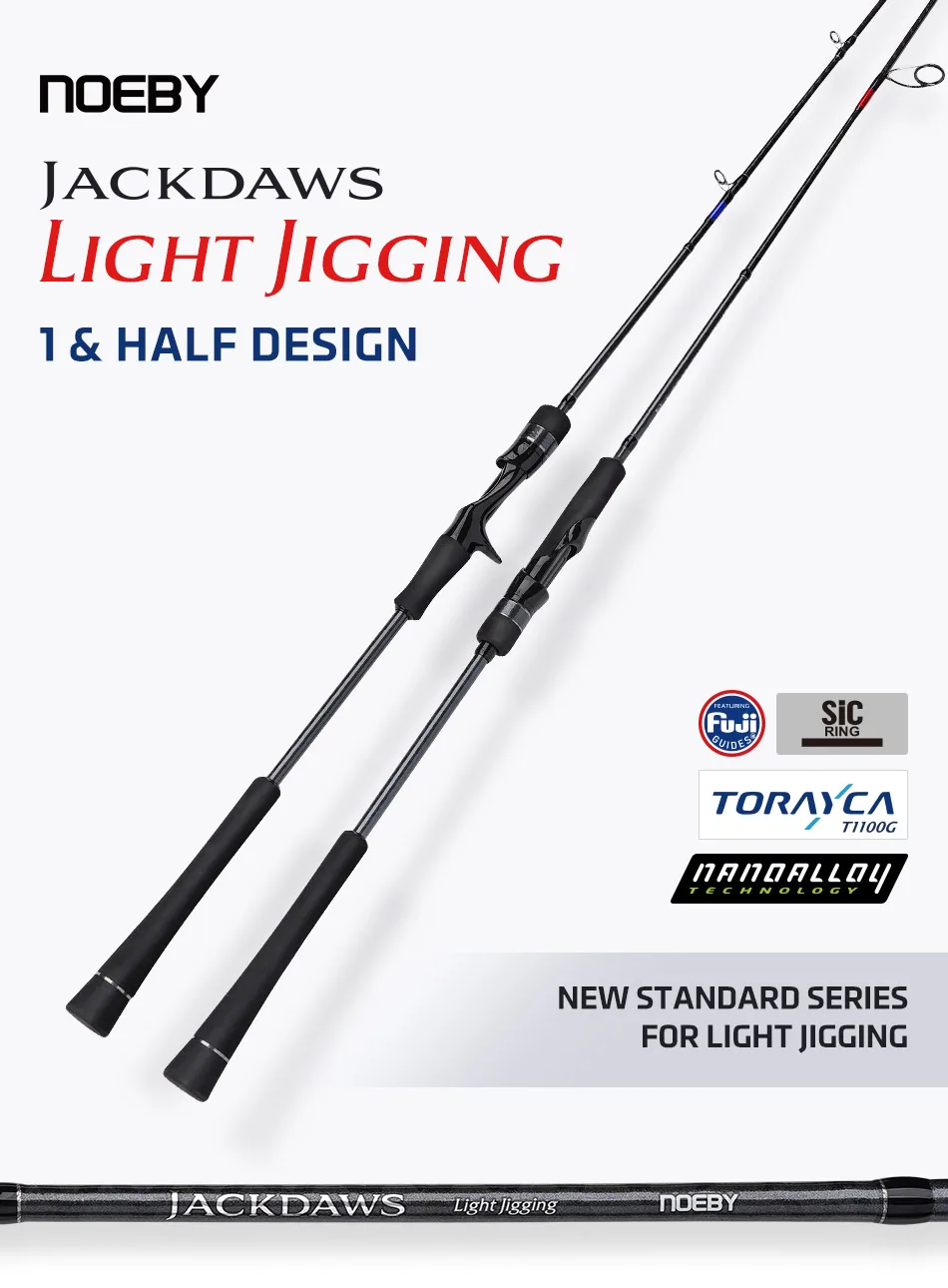 Noeby 1,91 m Jackdaws Leichte Jigging-Angelrute Max. Zugkraft 9 kg Fuji-Ringe Köder 30-180 g Ruten für kleine Jigs Amberjack-Angelrute – Detail 4
