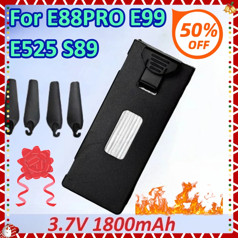 

New 1800mAh 3.7V Drone High Quality General-purpose Rechargeable Lipo Battery+Propeller for RC Drone E88PRO E99 E525 S89