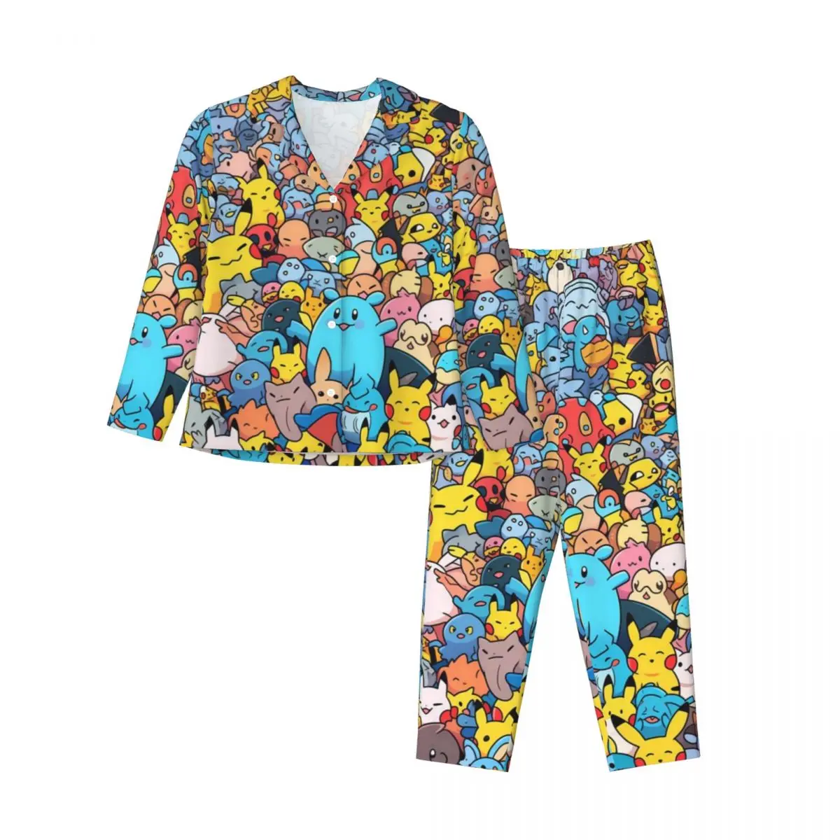 

Pokemon Women's Pajamas Sets Woman 2 Pieces Pajamas Female Couples Loungewear Suit Home Clothes
