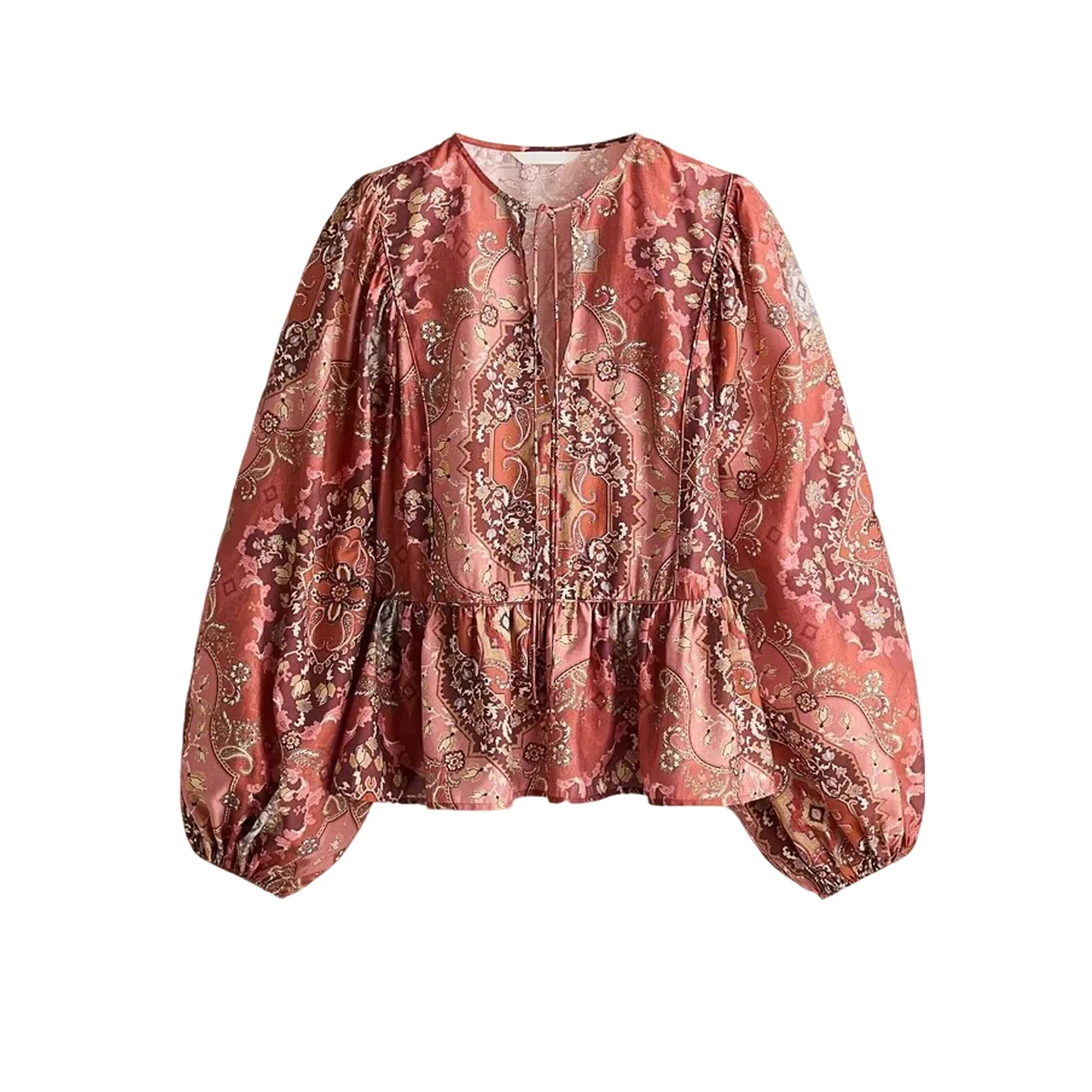 

Новая женская повседневная блузка с круглым вырезом и длинными рукавами, с дизайном юбки-запаха, свободного кроя, из дышащего полиэстера