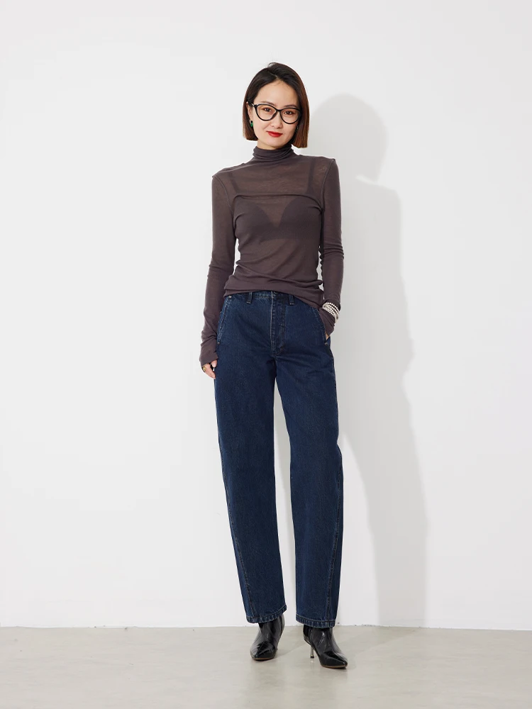 

Серия теплых зимних брюк RUGOSAM Bananas Pants, новинка | Женские шелковые джинсы с высокой талией, длиной 9/10, модель RB069