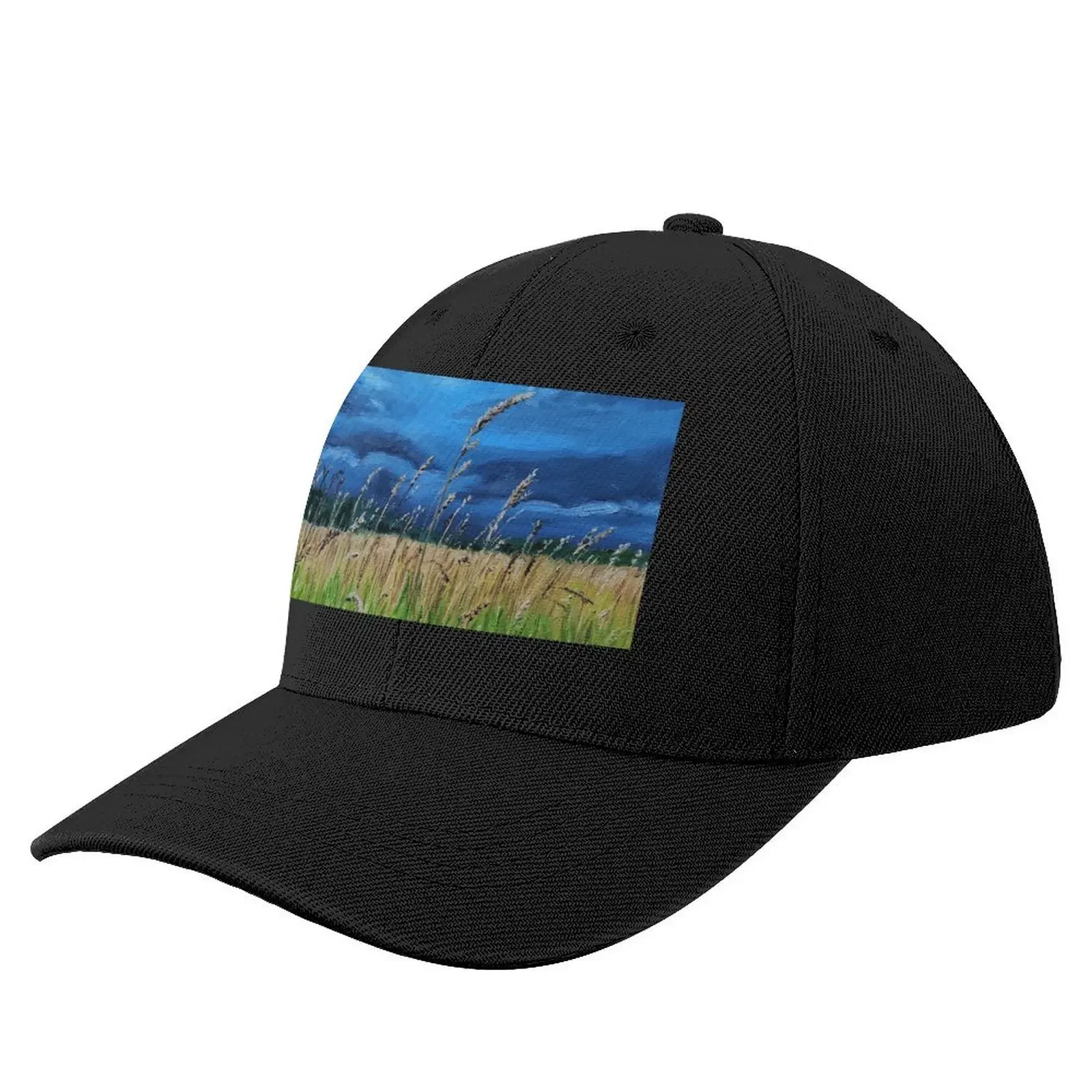 Wheatfield before a thunderstorm oil painting Baseball Cap Icon Brand Man cap Bobble Hat Luxury Hat For Men Women's