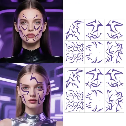 6 teile/satz Neue Kpop Dämon Jäger Rumi Kang Temporäre Tattoo Aufkleber Gesicht Und Körper Tattoo Aufkleber Für Halloween Party Geschenke