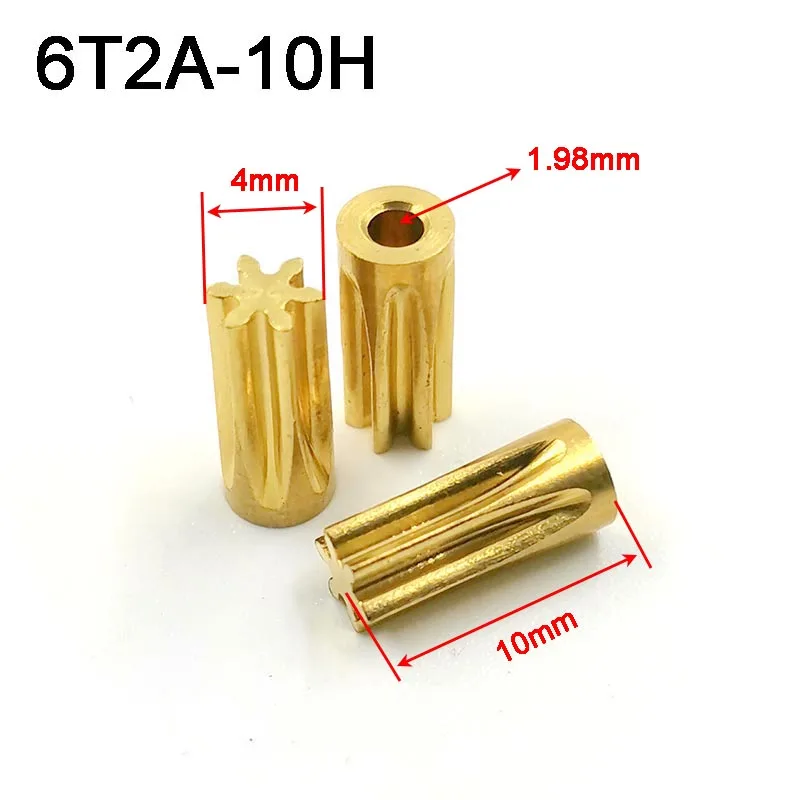 62A 61.2A 0.5M Brass Pinion OD=4mm 6 Teeth Small Copper Gear Hole 2mm Tight Motor Repair Parts