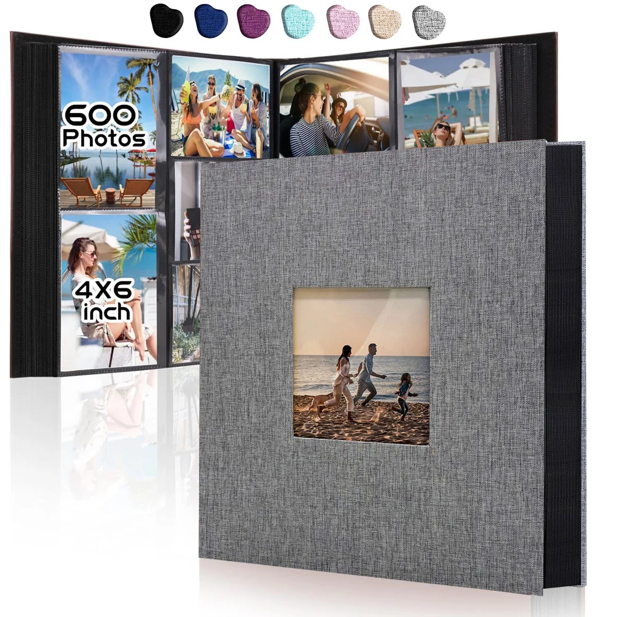 1 álbum de fotos de lino 4x6-600 con bolsillos horizontales y verticales, ideal para regalos del Día de San Valentín con fotos de la madre