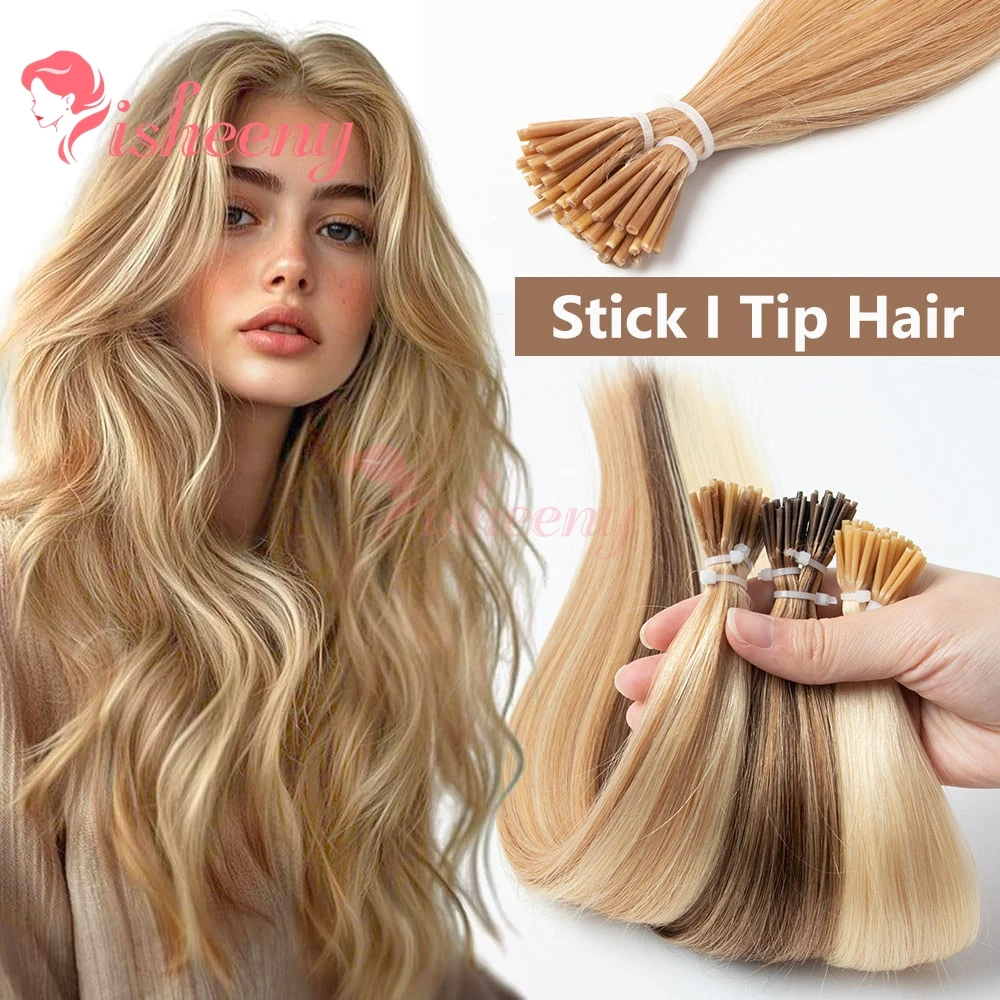 

isheeny Keratin I Tip Hair Extensions Human Hair 12"-20" Natural Straight Pre Bonde Hair 50pcs/pack 30g Lightweight for Women