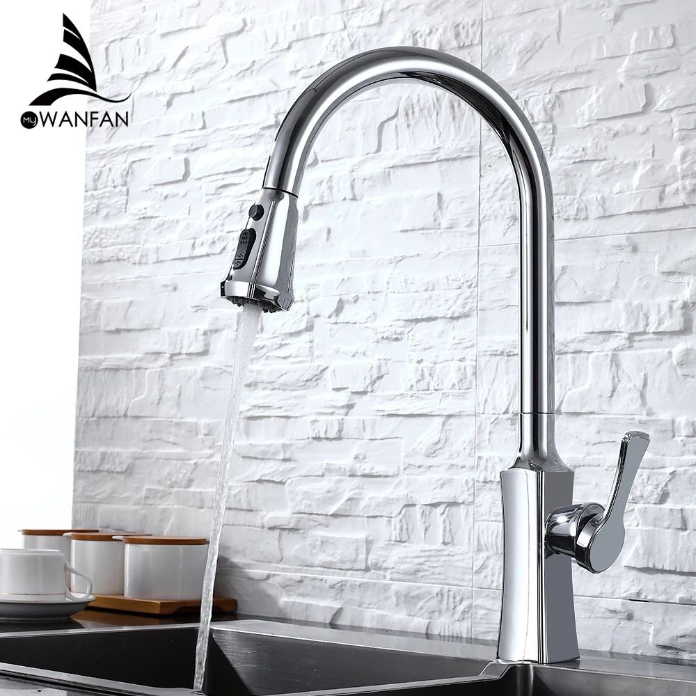 Kitchen Faucets Black Single Handle Pull Out Kitchen Tap Single Hole Handle Swivel 360 Degree Water Mixer Tap Mixer Tap 408906