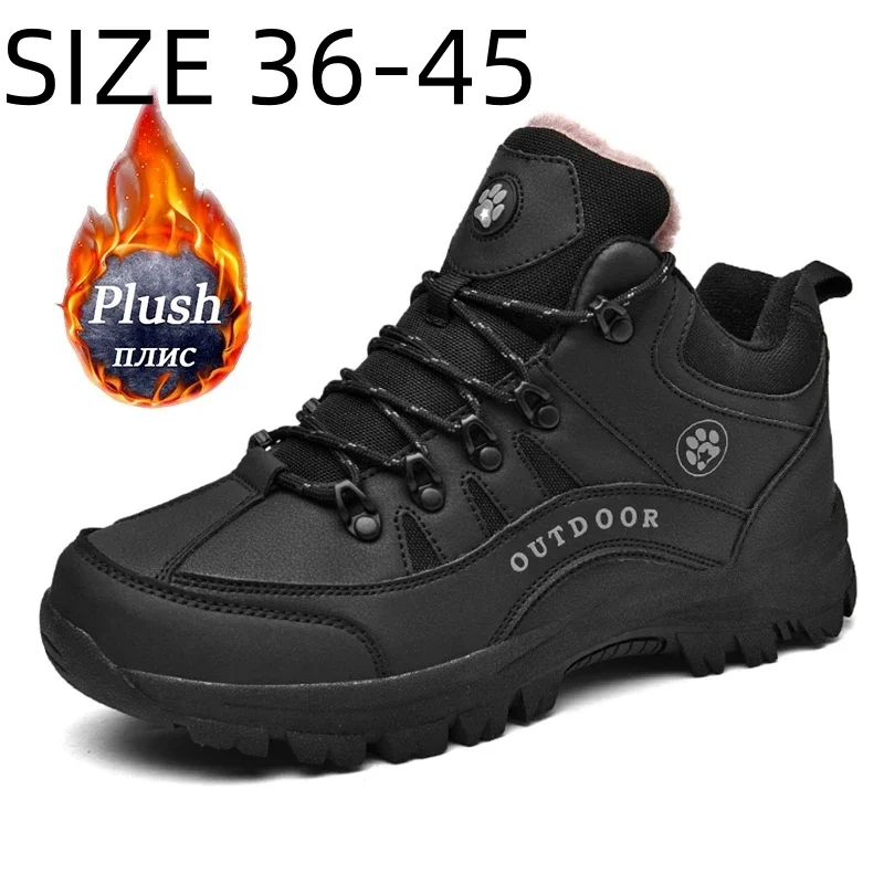 

New Winter Outdoor Men Ankle Boots High Quality Non-slip Man Woman Climbing Hiking Shoes Trekking Snow Boots Plus Size 36-45