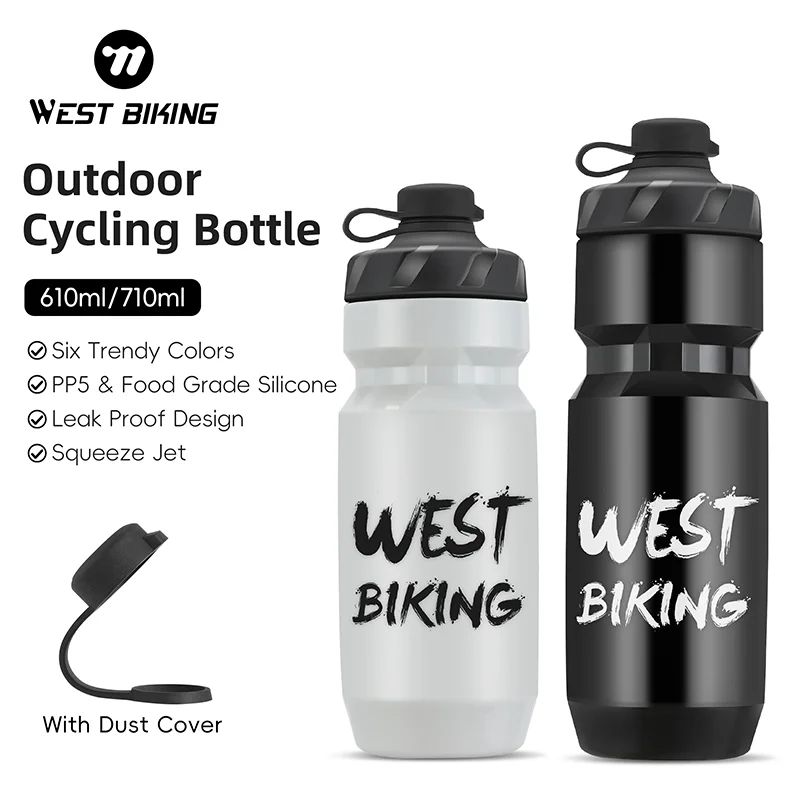 

WEST BIKING Bicycle Water Bottle 610/710ml PP5 Plastic Outdoor Sport Squeeze Kettle Running Climbing Drink Mug Cycling Equipment