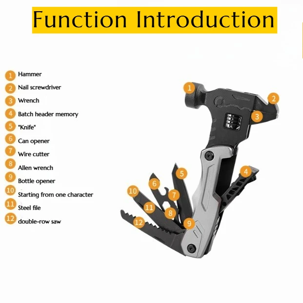 

Multi-functional Folding Wrench Window-breaking Escape Hammer Stainless Steel Portable Emergency Survival Tool Outdoor Camping