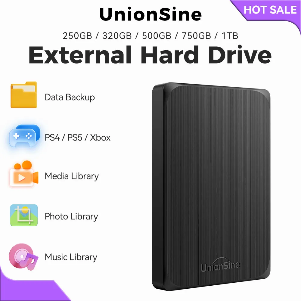 UnionSine 2.5インチ外付けHDD 2TB USB3.0 ブラック