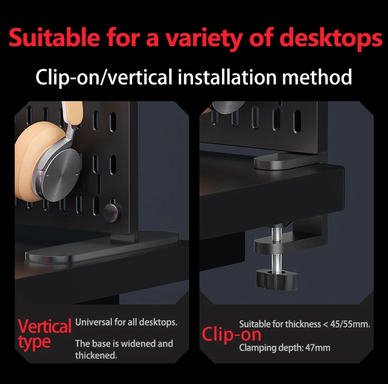 Clamps onto Desktop - Suitable for a Variety of Desktops