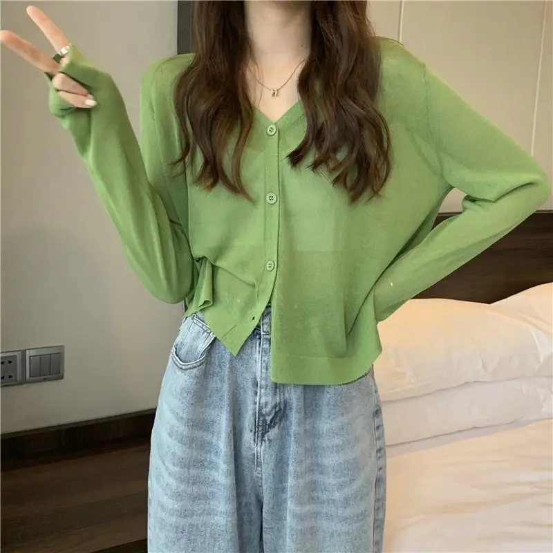 Women Clothing Casual Loose All-match Solid Sunscreen Shirt Summer Fashion Thin Long Sleeve Shawl Blouses Matching Skirt Top