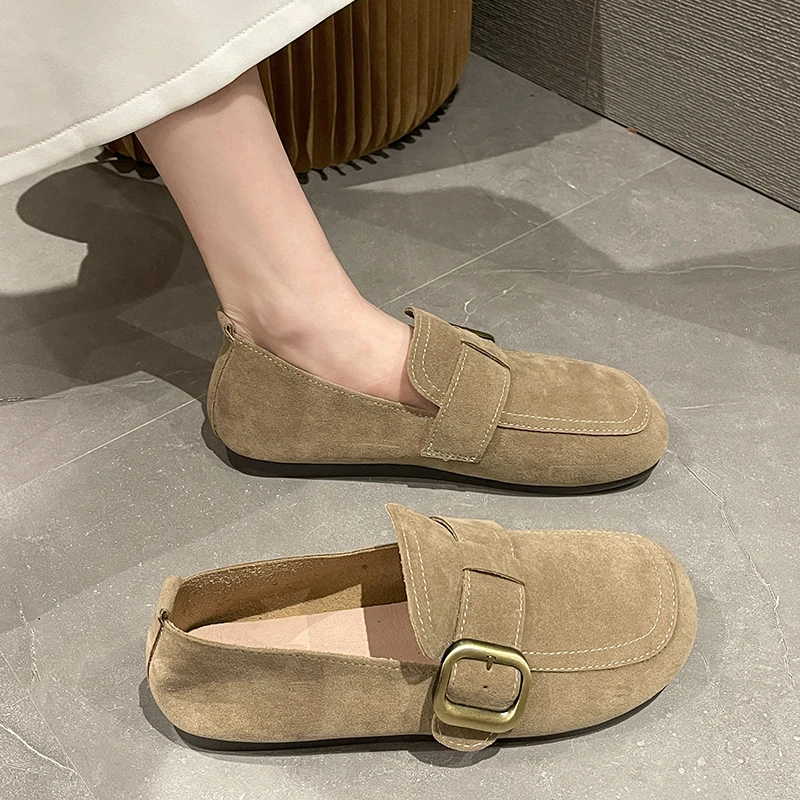 Leather Sneakers Women\'s New Summer Shoes 2023 Woman-shoes Casual Slip-on Roses Rubber Leisure Flock Slip-On Round Toe Shallow P