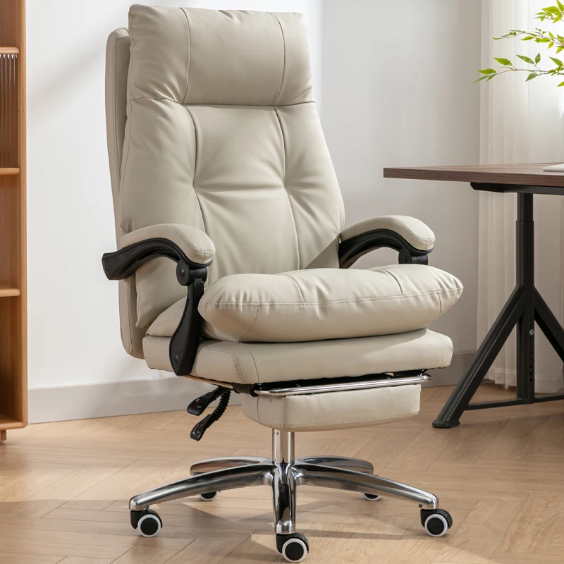 Chaise d'ordinateur en cuir, légère, de luxe, confortable, sédentaire, avec dossier pivotant, design artistique, repose-pieds   meubles de maison muebles